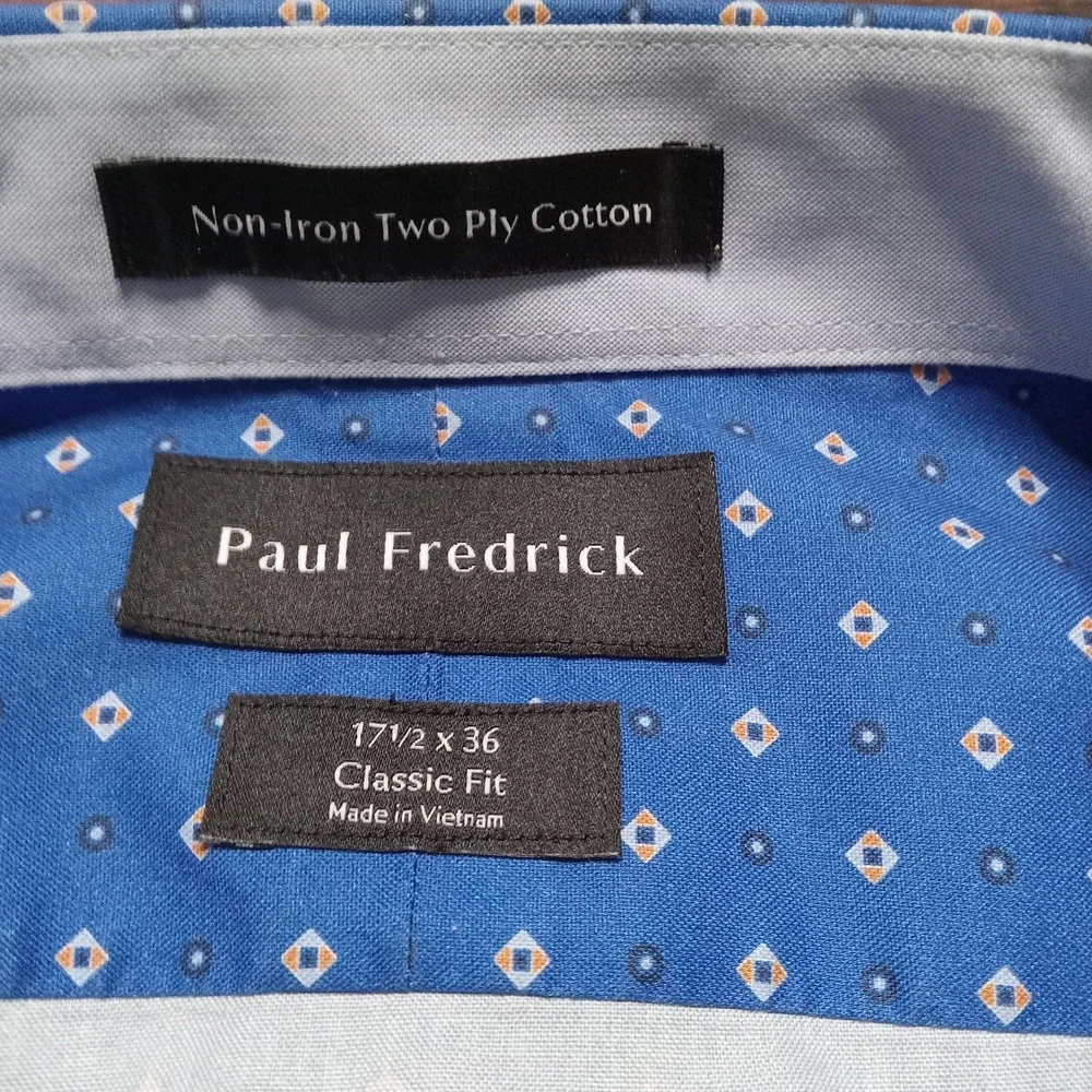 Paul Fredrick Classic Fit Long Sleeve Button Up Shirt Men's 2XL Blue - Picture 3 of 6